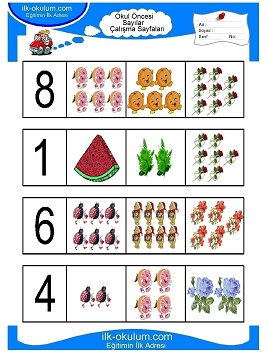 Çocuklar İçin Sayılar Çalışma Sayfaları 
